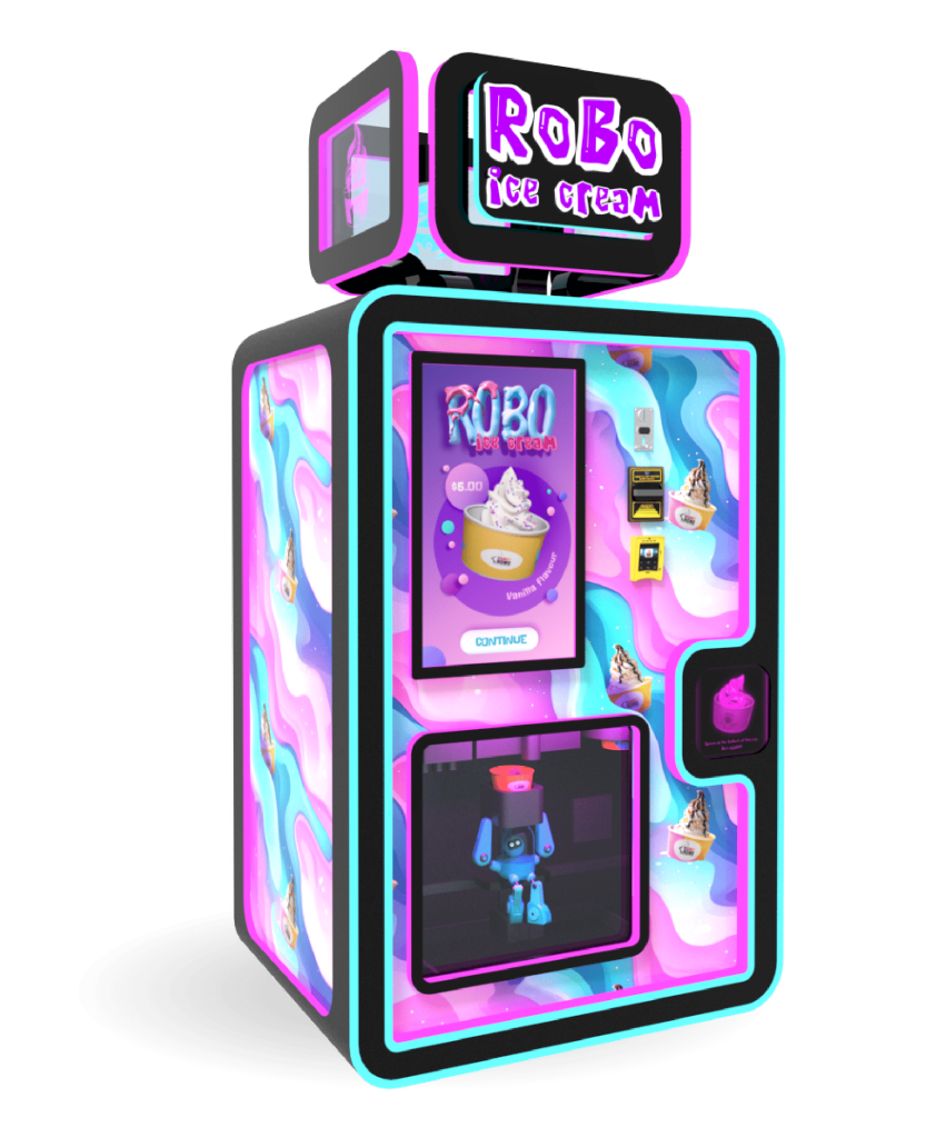 Sweet Robo robotic ice cream machine with dual flavor dispensing system